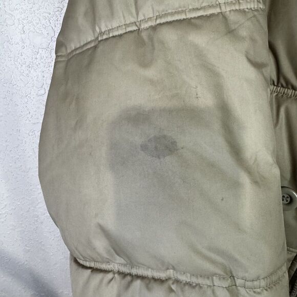 Vintage US Polo Assn Heavy Puffer Jacket Mens Large Beige Zip Button Close -Hood - Picture 11 of 13